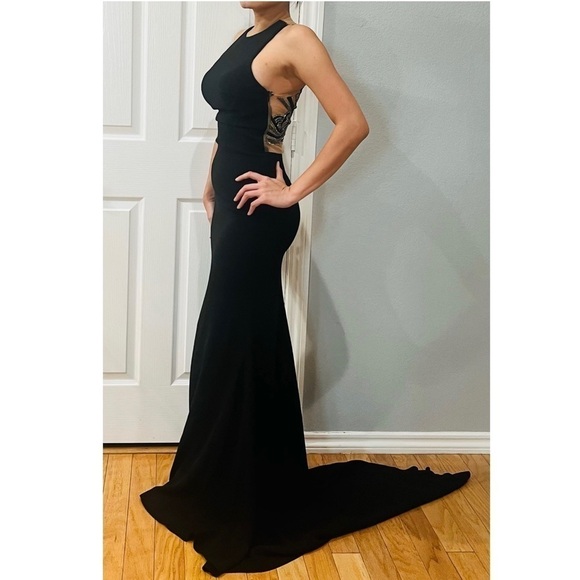 Tarik Ediz black maxi dress/gown size 2 - Picture 2 of 5